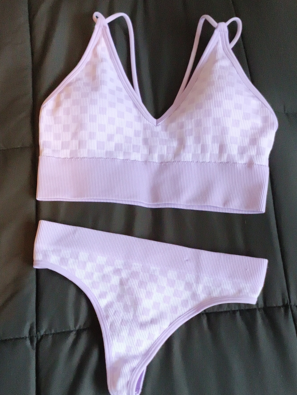 No Boundaries Lilac Ribbed Bra Thing Set M NEW